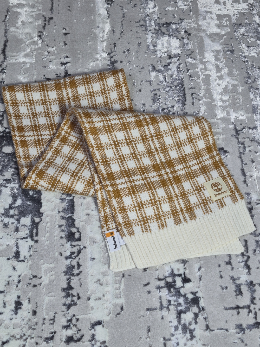 Timberland Scarf UNISEX One Size Brown Plaid Knit  Winter Cold Weather New